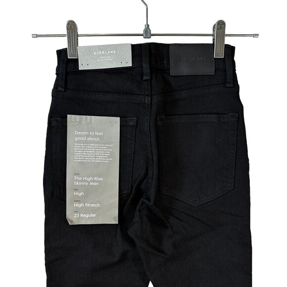 NWT Everlane Women's The Authentic Stretch High Rise Skinny Jeans Black Size 23 - Picture 8 of 12